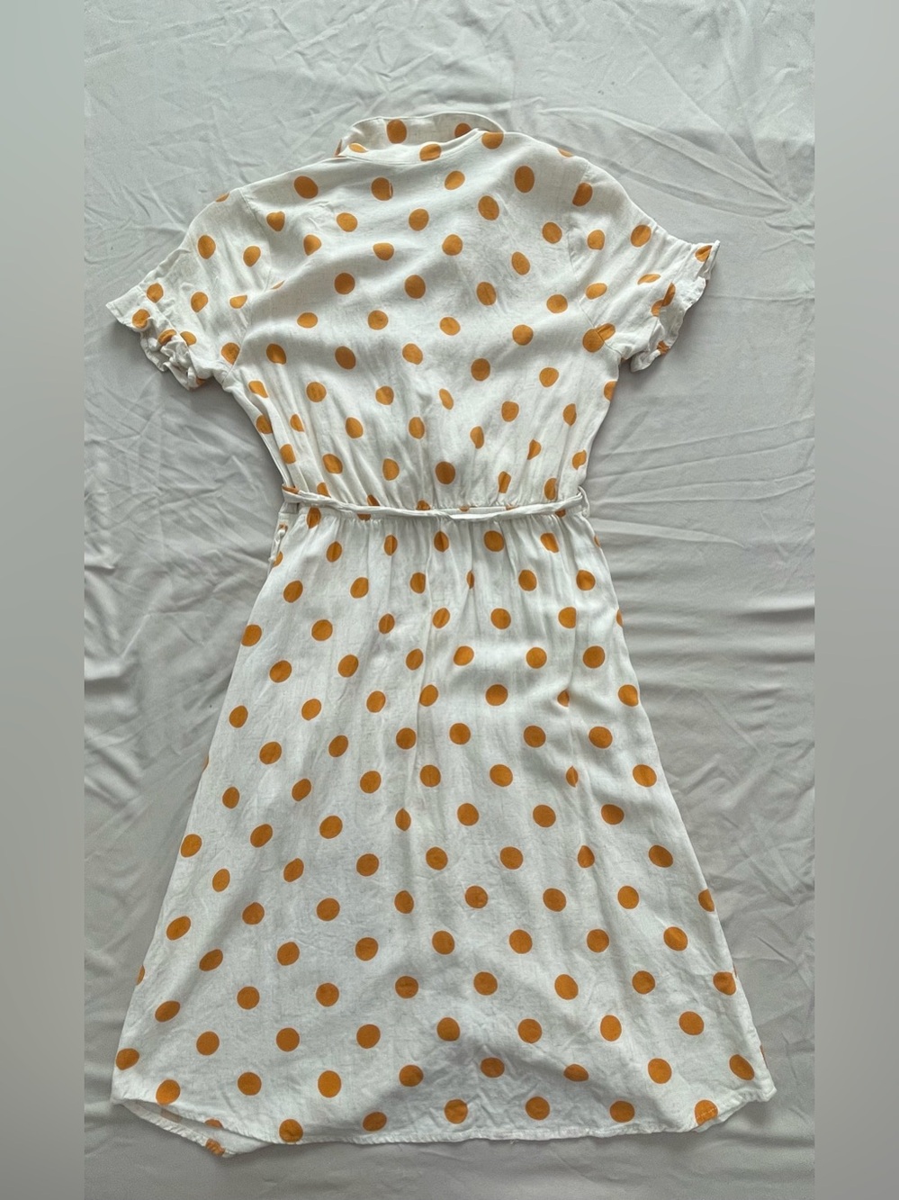 Monteau White Dress with Mustard Polka Dots - Picture 3 of 4